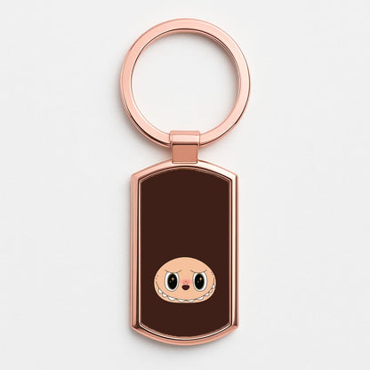 Cute Brown Monster Face Rose Gold Keyring