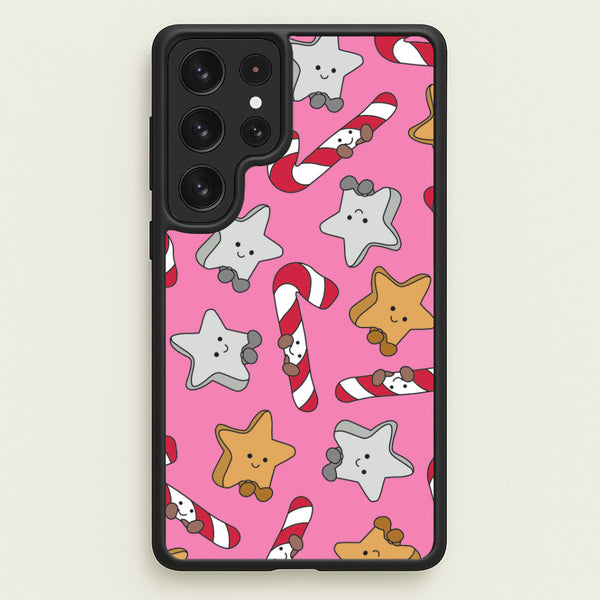 Pink Christmas Plushies Pattern Galaxy S22 Ultra Case