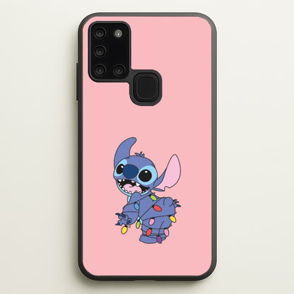 Cute Blue Alien Fairylights Galaxy A21s Case