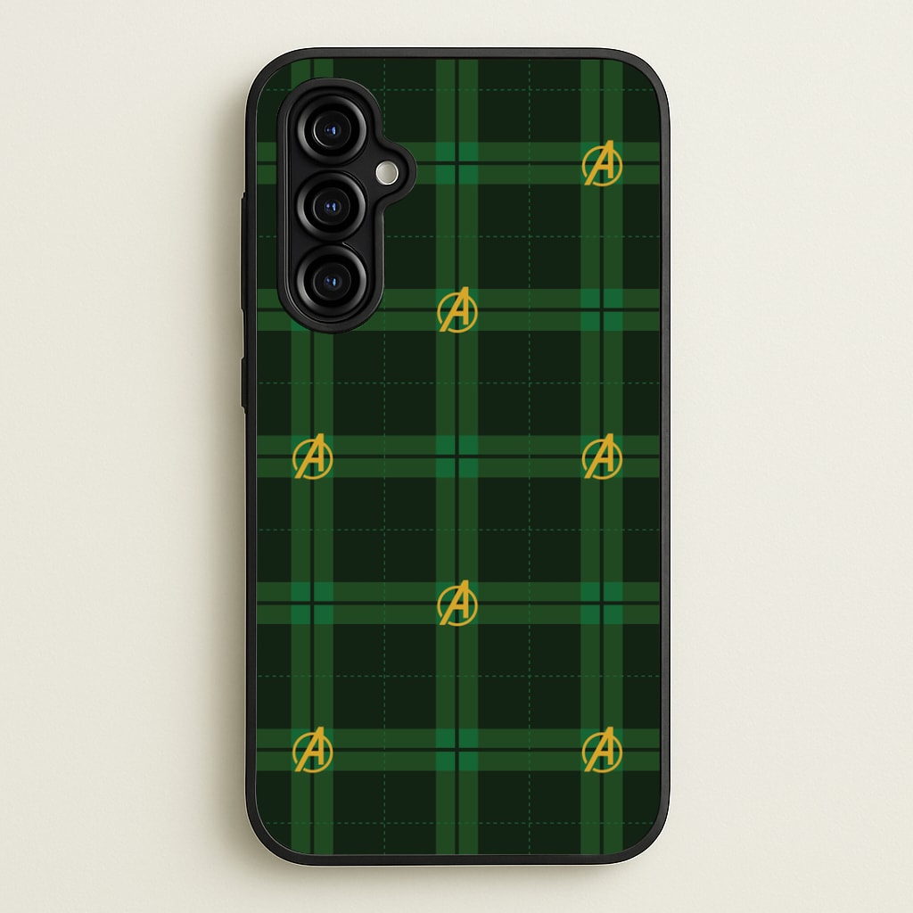 Superhero Team Green Tartan Pattern Galaxy A54 Case