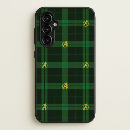 Superhero Team Green Tartan Pattern Galaxy A54 Case