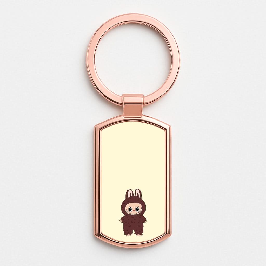 Cute Brown Monster Rose Gold Keyring