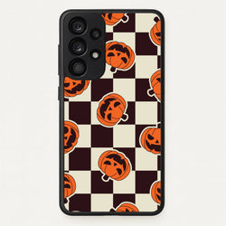 Pumpkin Stickers Checkered Pattern Galaxy A33 Case