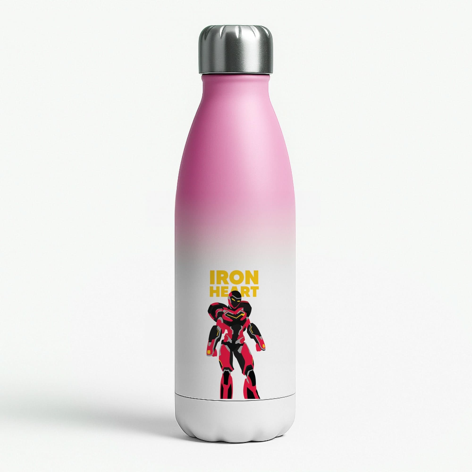 Metal Heart Hero Standing Pink Water Bottle