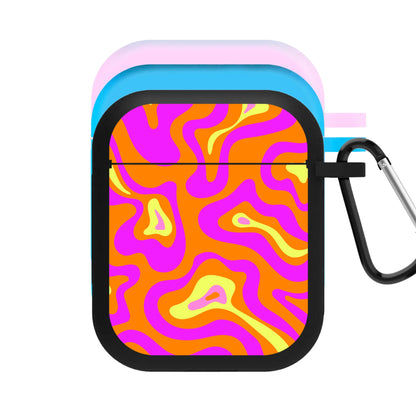 Orange And Pink Psychedelic Pattern AirPods Case