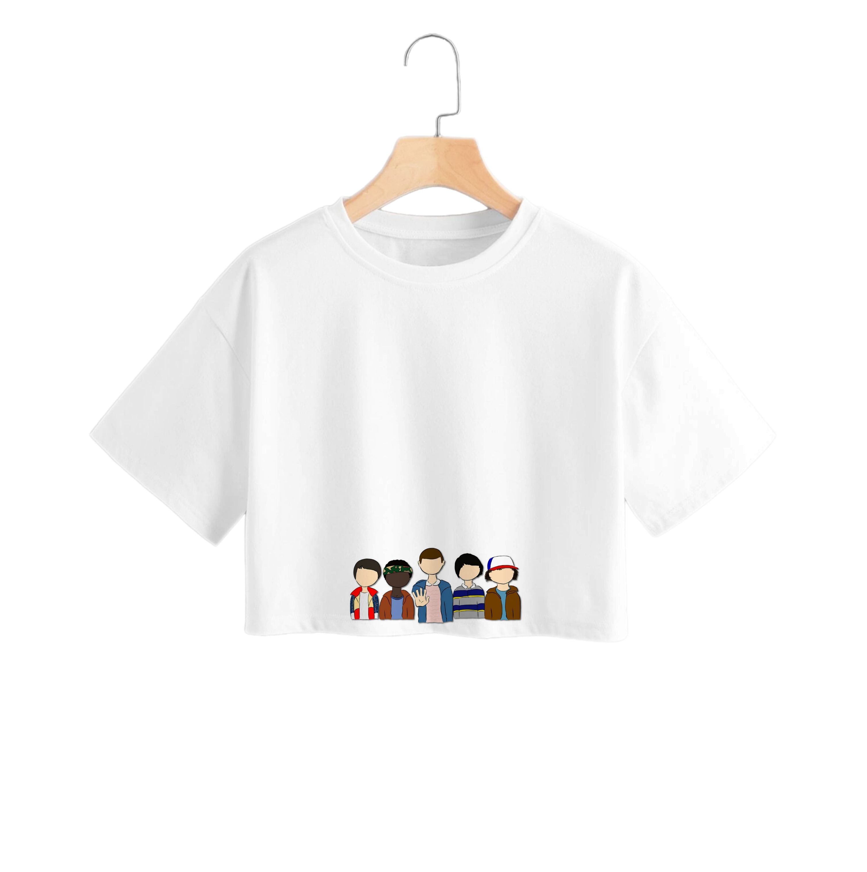 Stranger Cartoon Characters Crop Top