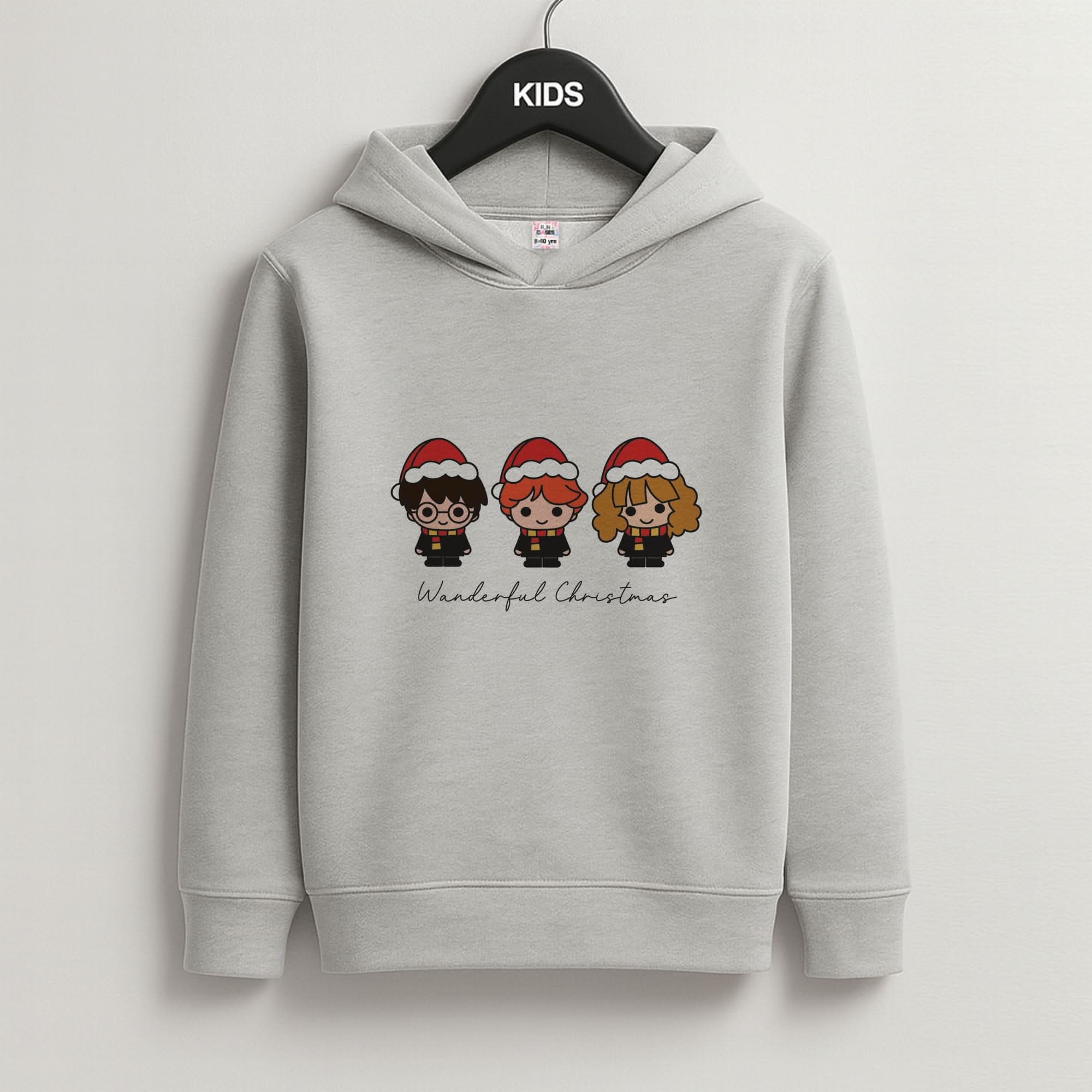 Wizards With Christmas Hats Grey Kids Hoodie