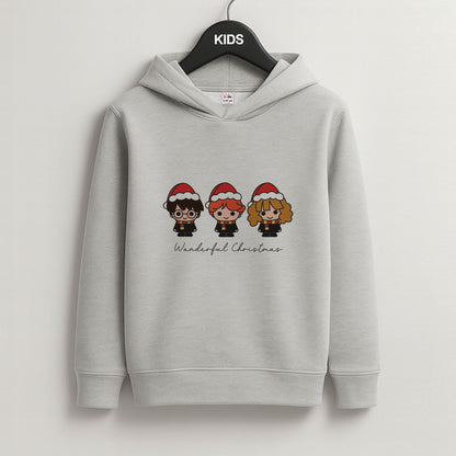 Wizards With Christmas Hats Grey Kids Hoodie