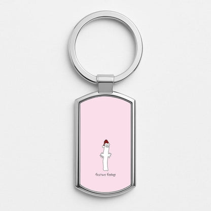 Festive Feeling Wiggly Moom Silver Metal Keyring