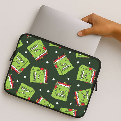 Grumpy Christmas Cartoon Sponge Pattern MacBook Cover