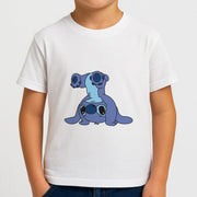 Cute Blue Alien Handstand Kids T-Shirt 4