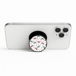Red And Green Coquette Christmas Bows Pattern Phone Stand