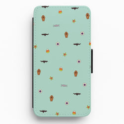 Minature Halloween Cartoons Pattern Flip / Wallet Phone Case