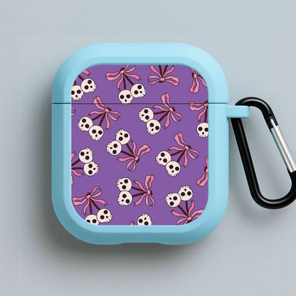 Cherry Skulls Pattern Blue AirPods Case
