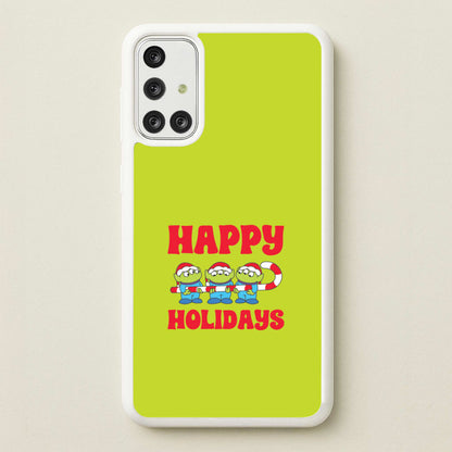Happy Holidays Cute Green Aliens Galaxy A71 Case