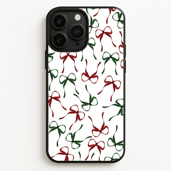 Red And Green Coquette Christmas Bows Pattern iPhone 11 Pro Case