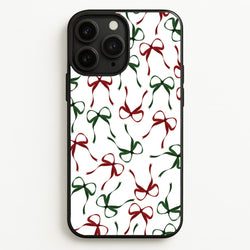 Red And Green Coquette Christmas Bows Pattern iPhone 11 Pro Max Case