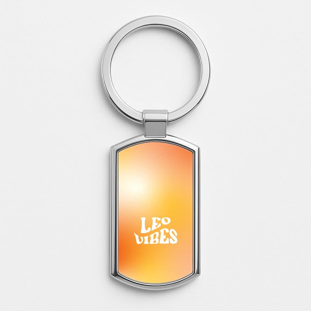 Leo Vibes Gradient Zodiac Silver Metal Keyring
