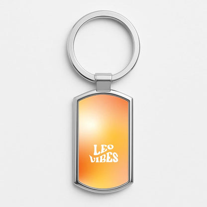 Leo Vibes Gradient Zodiac Silver Metal Keyring
