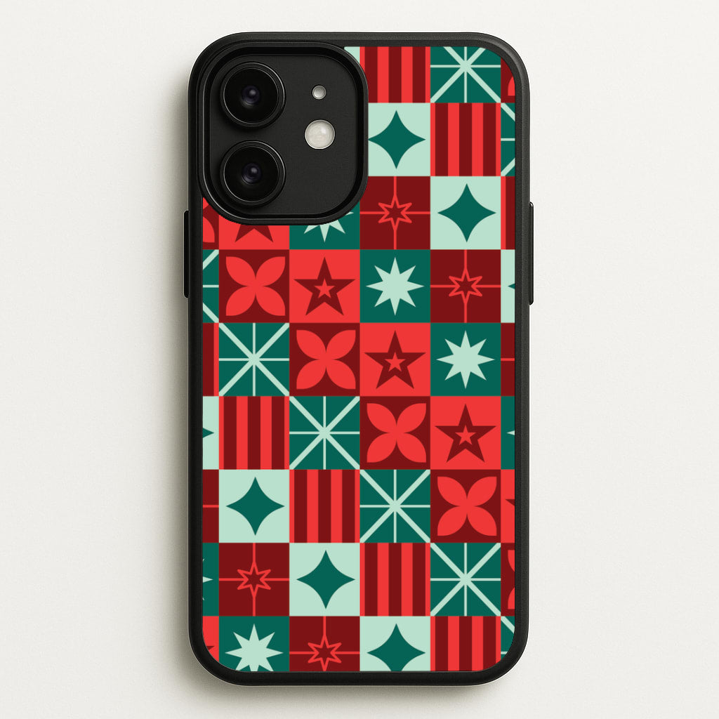Geometric Square Christmas Pattern iPhone 11 Case