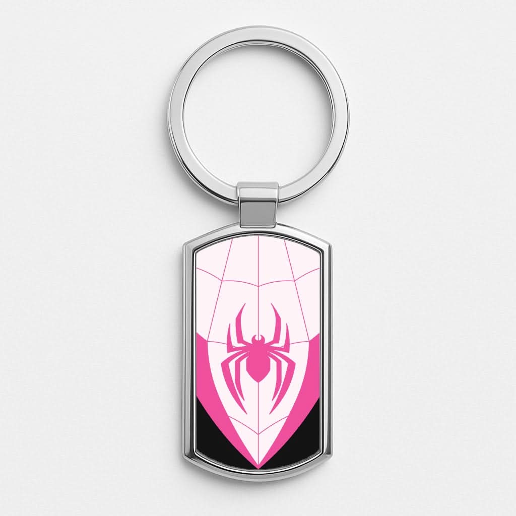 Pink And Black Spider Costume Silver Metal Keyring