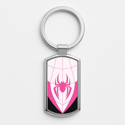 Pink And Black Spider Costume Silver Metal Keyring