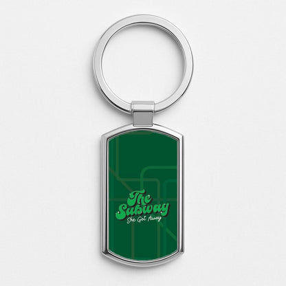 Subway Green Silver Metal Keyring