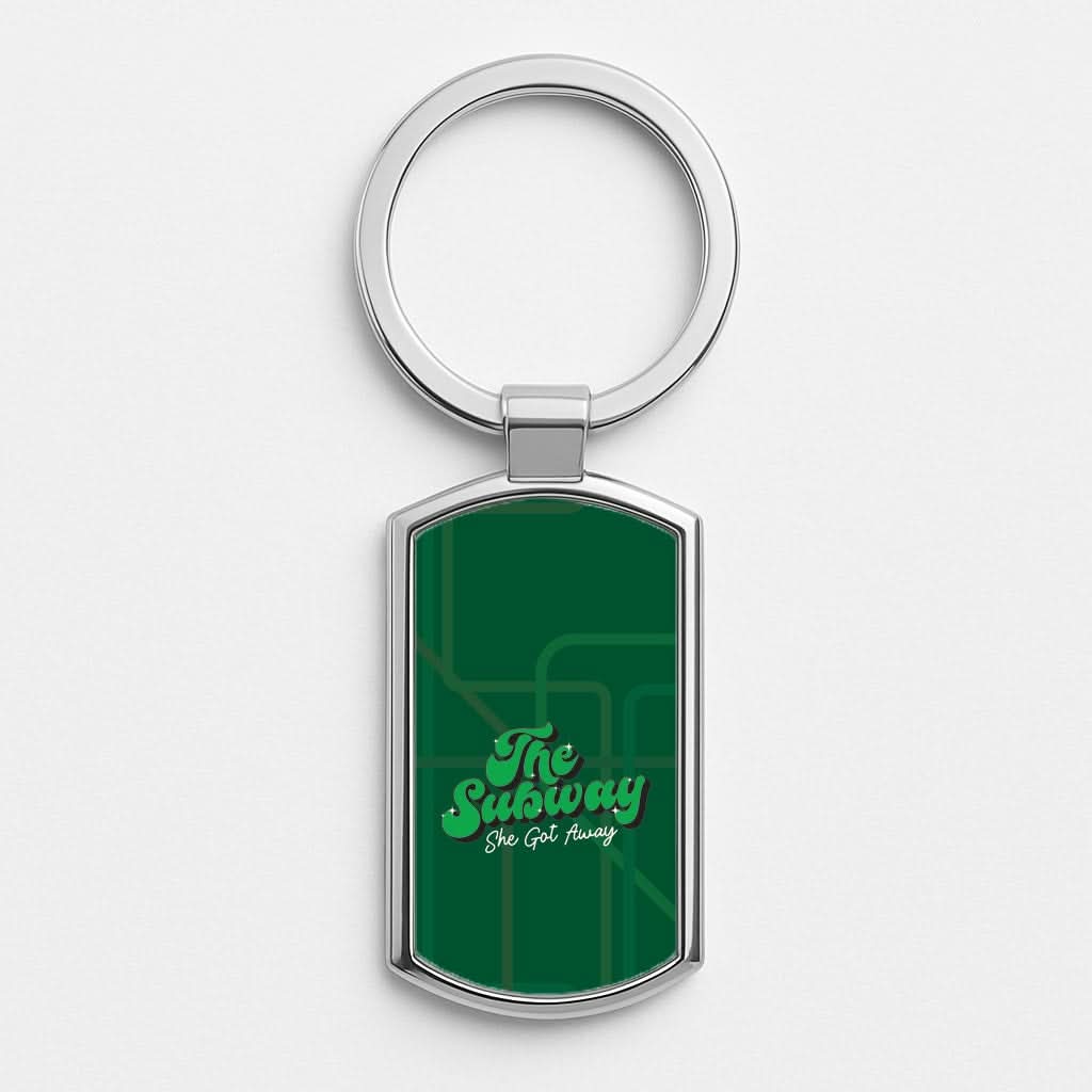 Subway Green Silver Metal Keyring