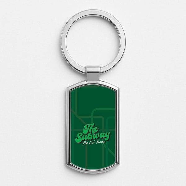 Subway Green Silver Metal Keyring