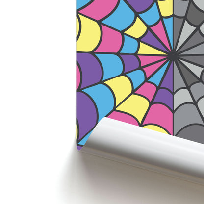 Colourful And Gray Spiderweb Poster