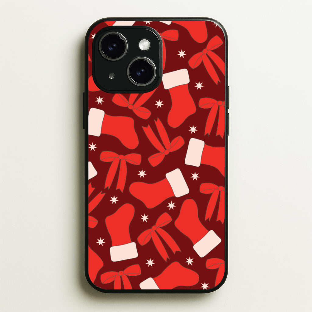 Stockings And Bows Pattern iPhone 15 Case
