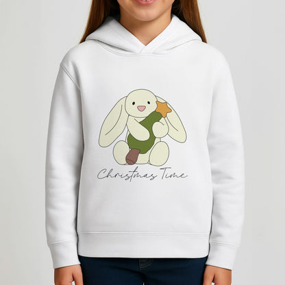 Christmas Bunny Stars Plush Girls Hoodie