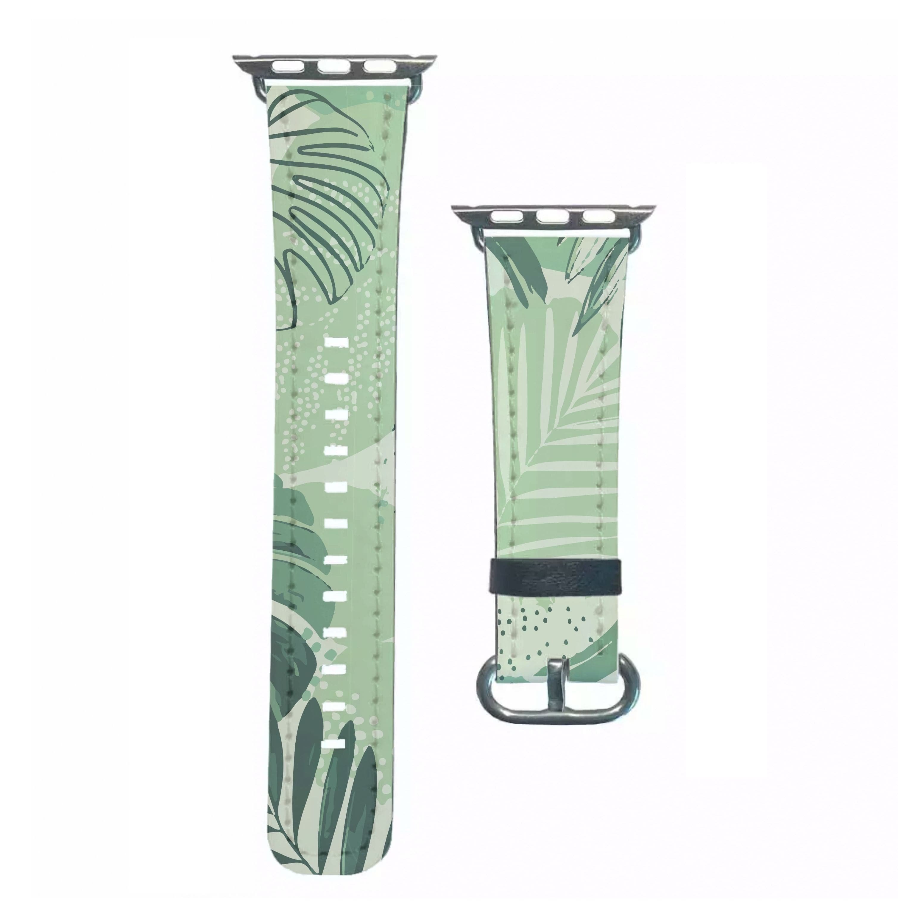 Green Leaf Pattern - Foliage Apple Watch Strap