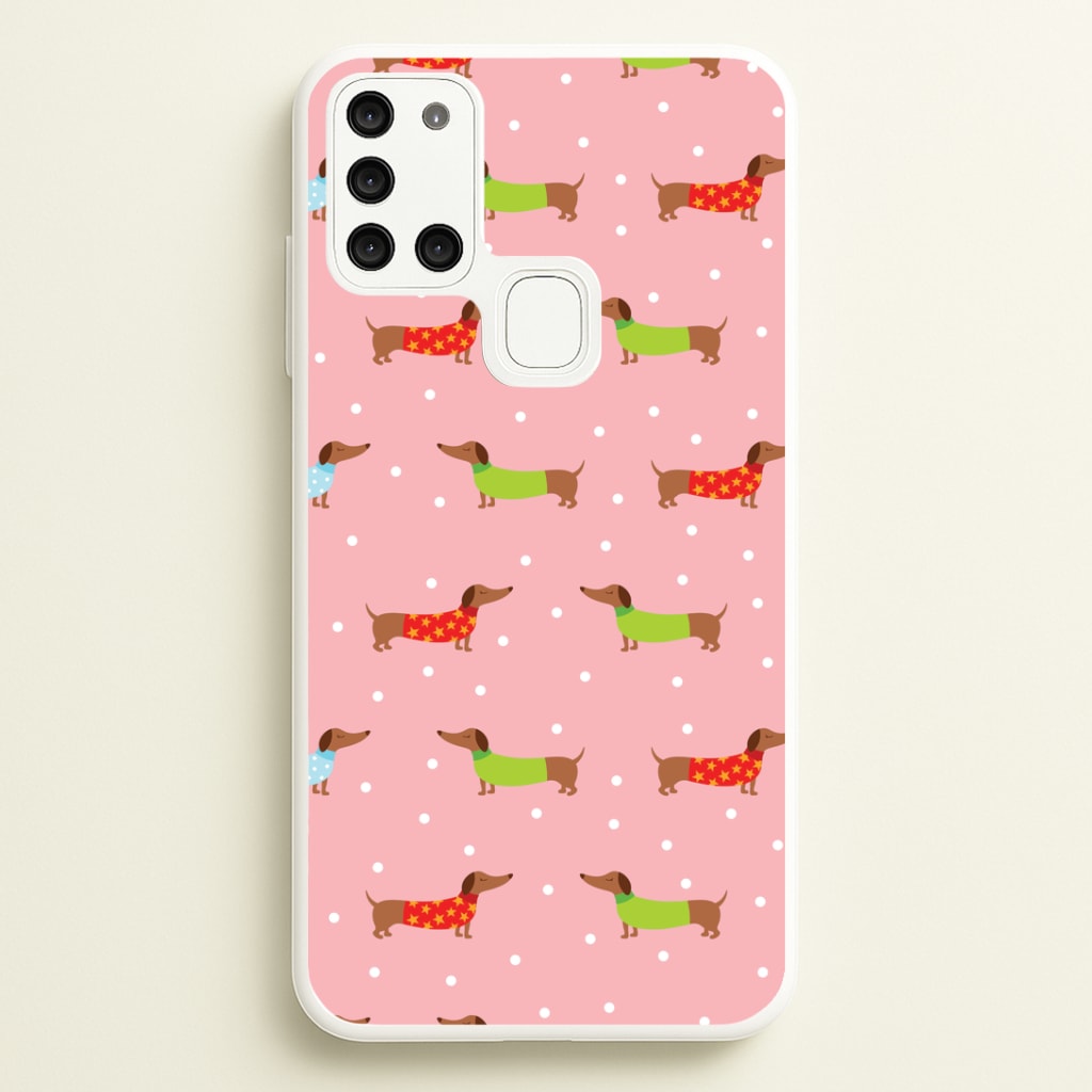 Christmas Jumpers Dachshund Pattern Galaxy A21s Case