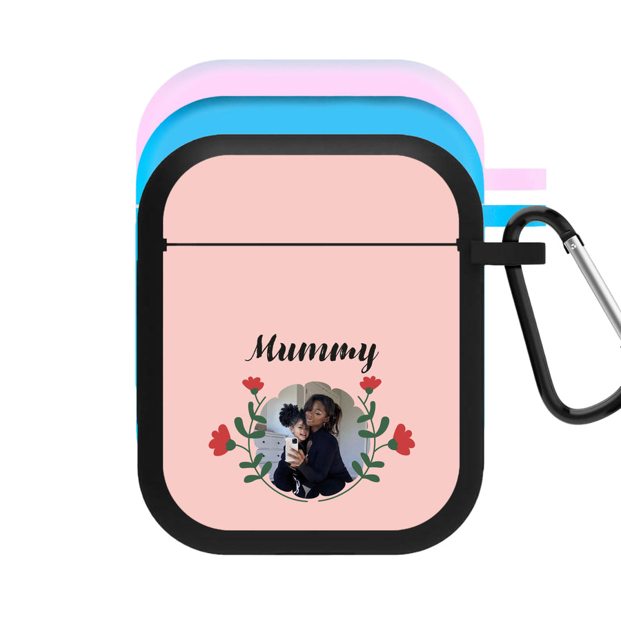 Mummy Red Flowers - Personalised Mother's Day AirPods Case