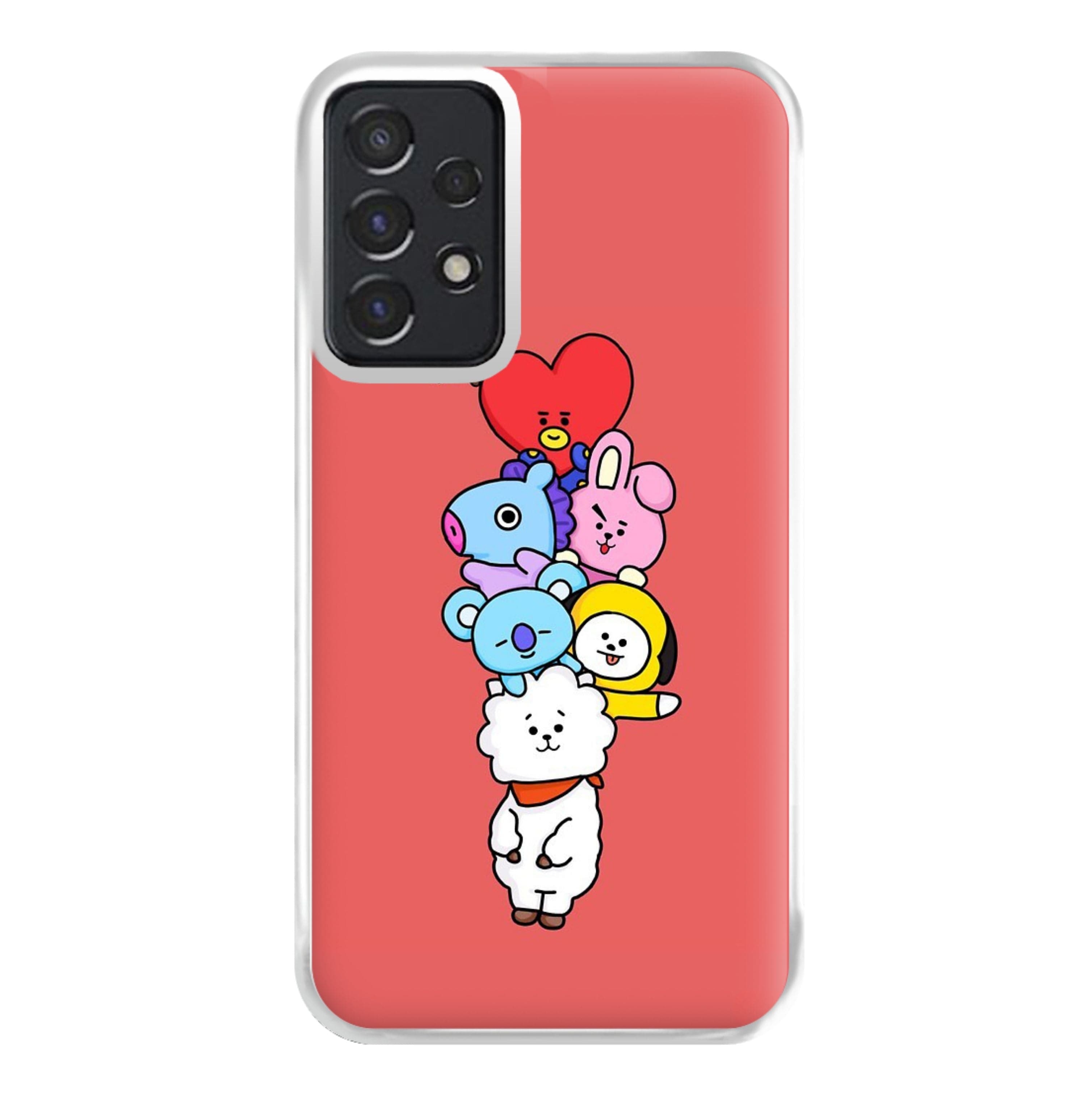 Red BT21 - RJ, Mang, Koya, Chimmy, Cooky, Shooky, Tata - K Pop Phone Case