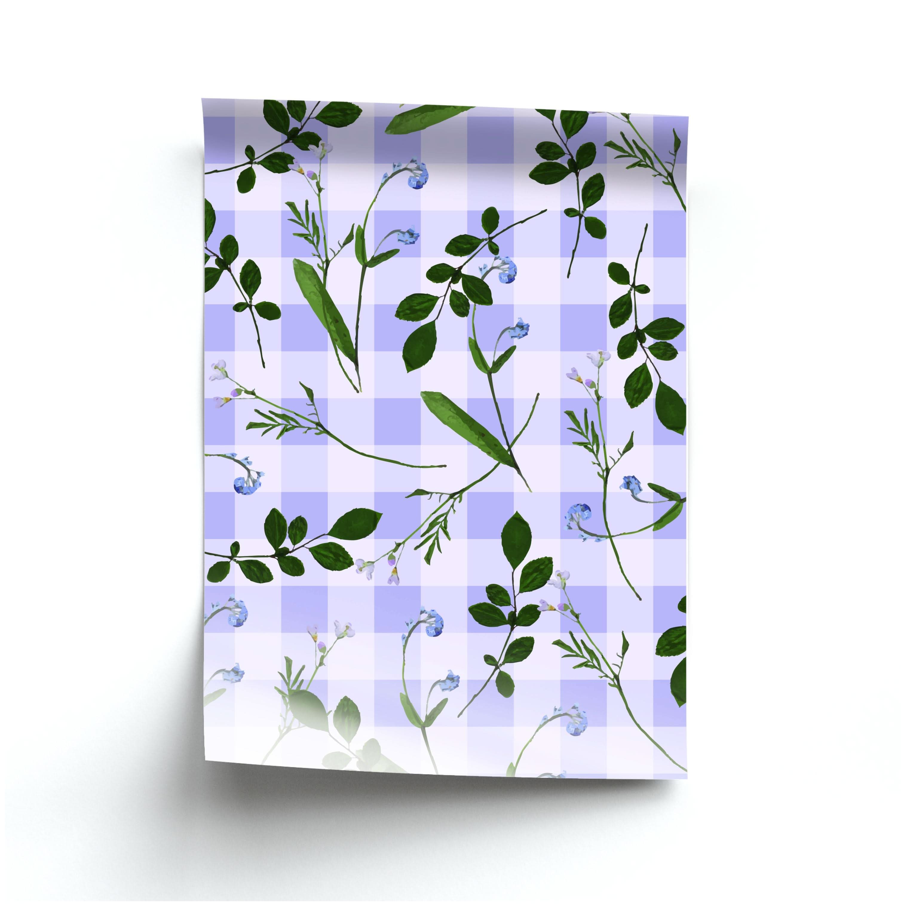 Checkered Pressed Flowers Pattern Poster