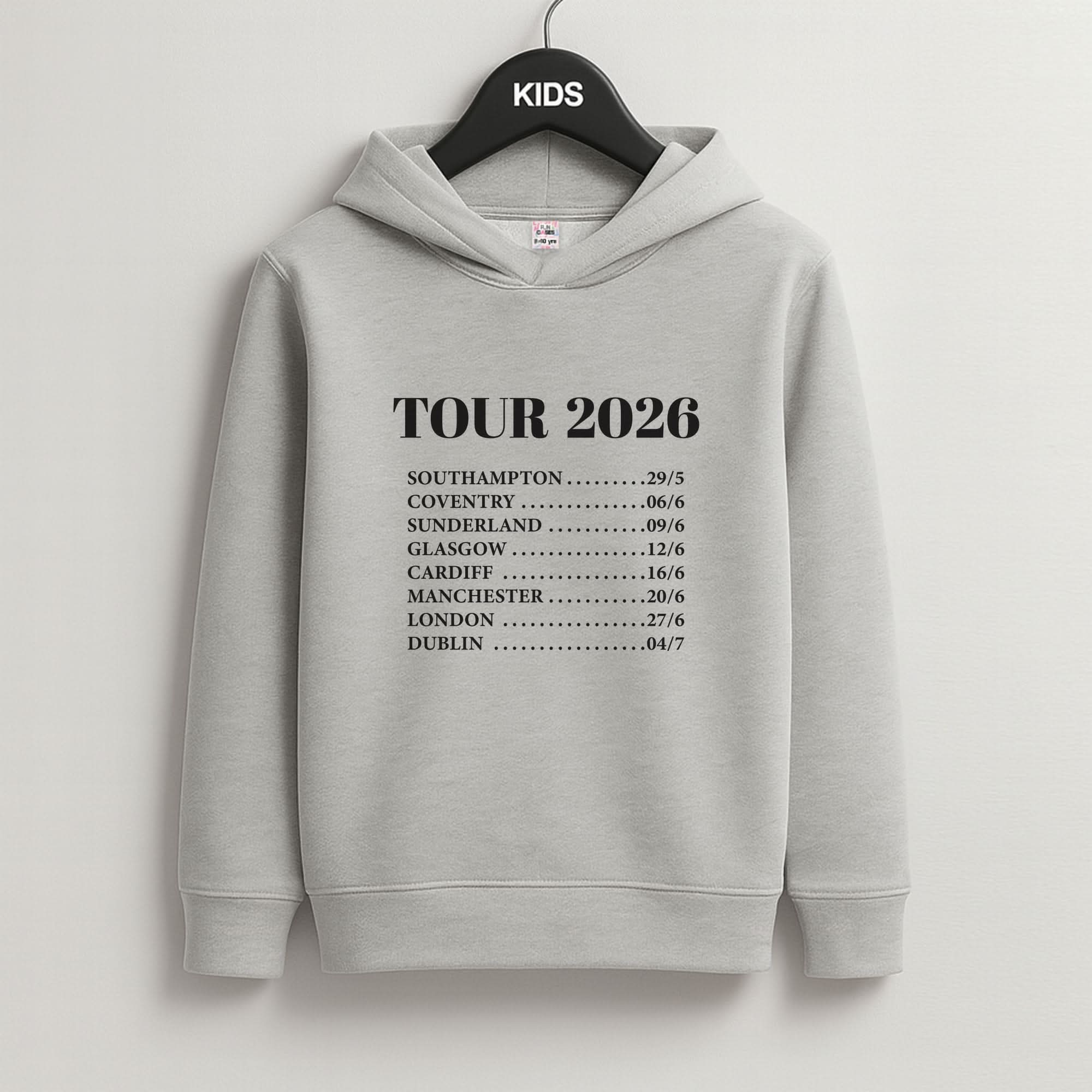 Band Tour 2026 Grey Kids Hoodie