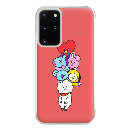 Red BT21 - RJ, Mang, Koya, Chimmy, Cooky, Shooky, Tata - K Pop Phone Case