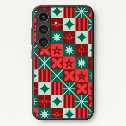 Geometric Square Christmas Pattern Galaxy S24FE Case
