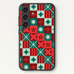 Geometric Square Christmas Pattern Galaxy S25 Plus Case