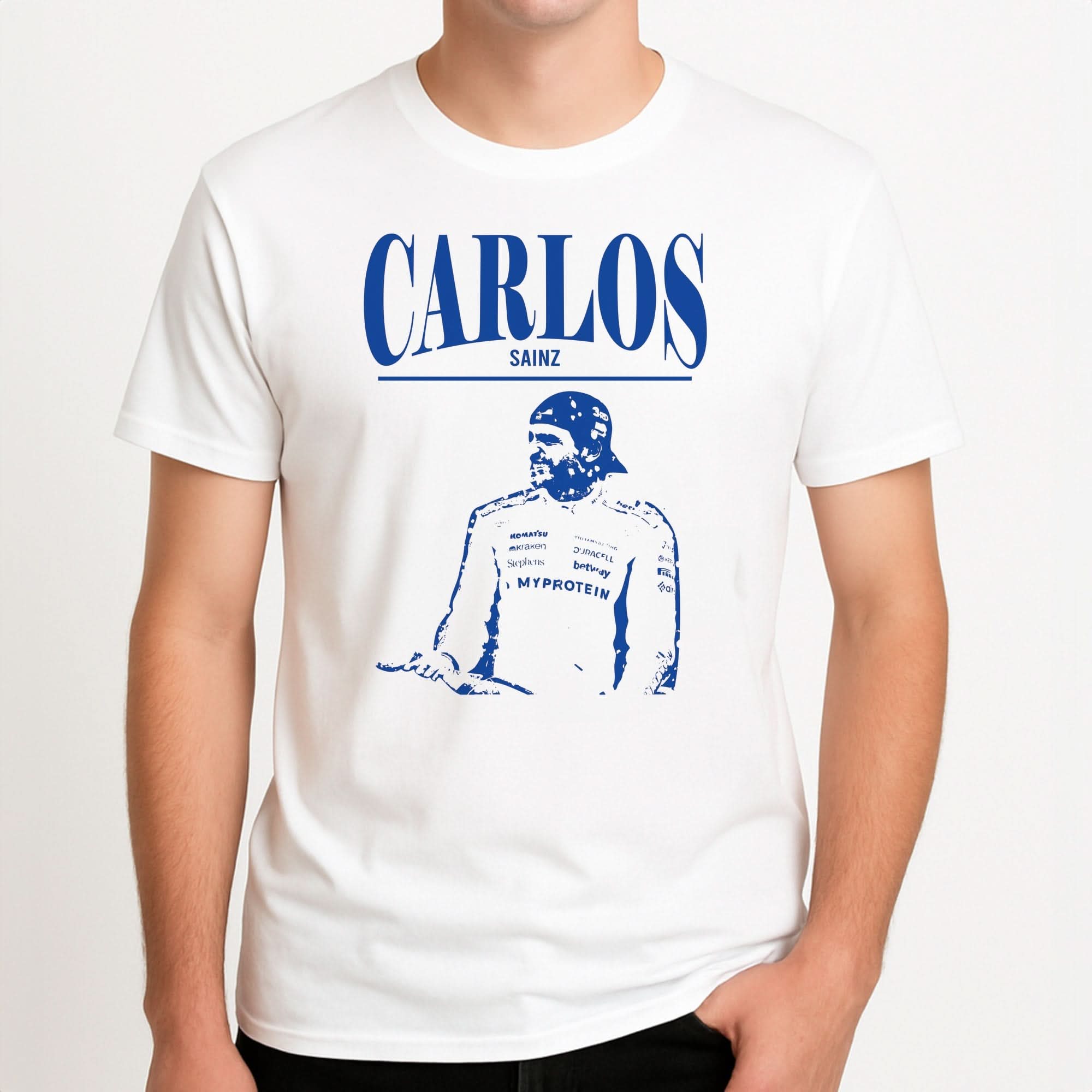 Carlos White And Blue Mens T-Shirt