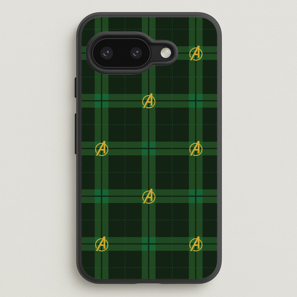Superhero Team Green Tartan Pattern Google Pixel 9a Case