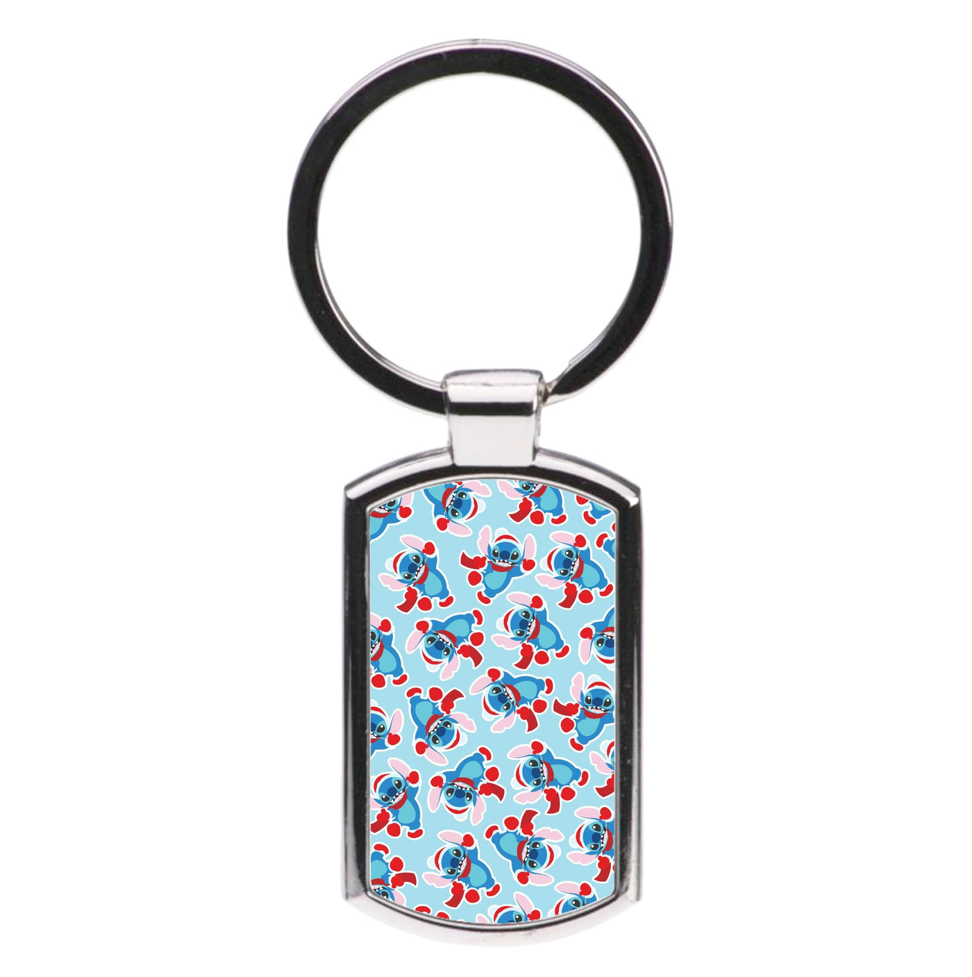 Blue Alien Christmas Pattern Luxury Keyring