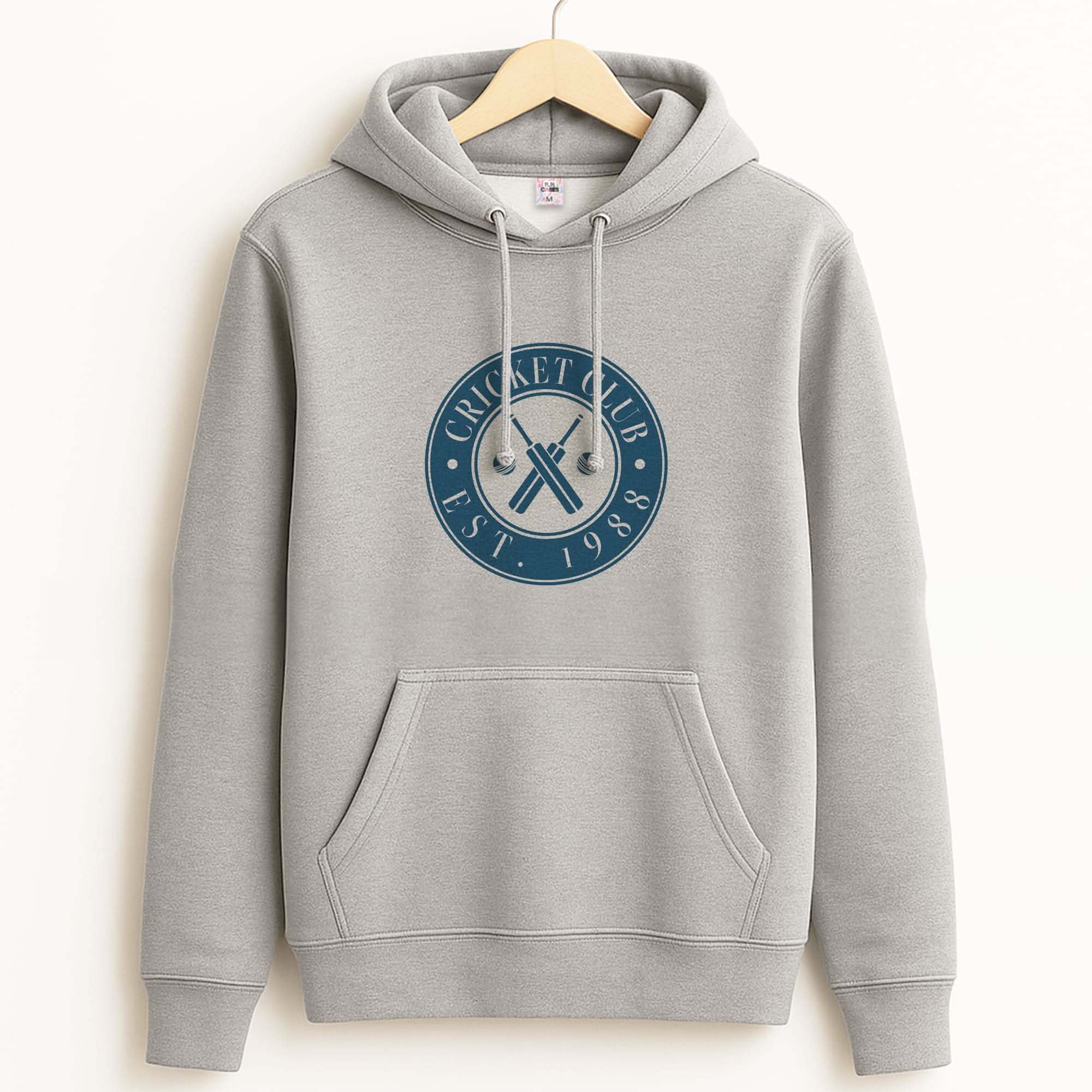 Cricket Badge Unisex Grey Hoodie