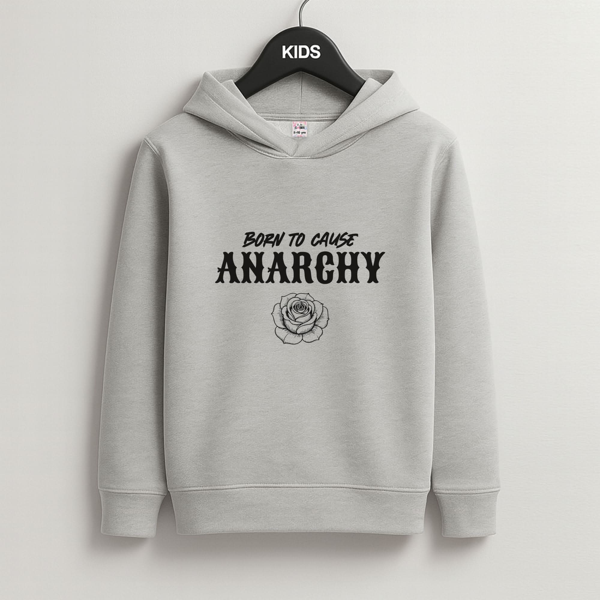 Born To Cause Anarchy Grey Kids Hoodie