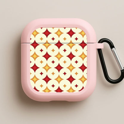 Geometric Christmas Stars Pattern Pink AirPods Case