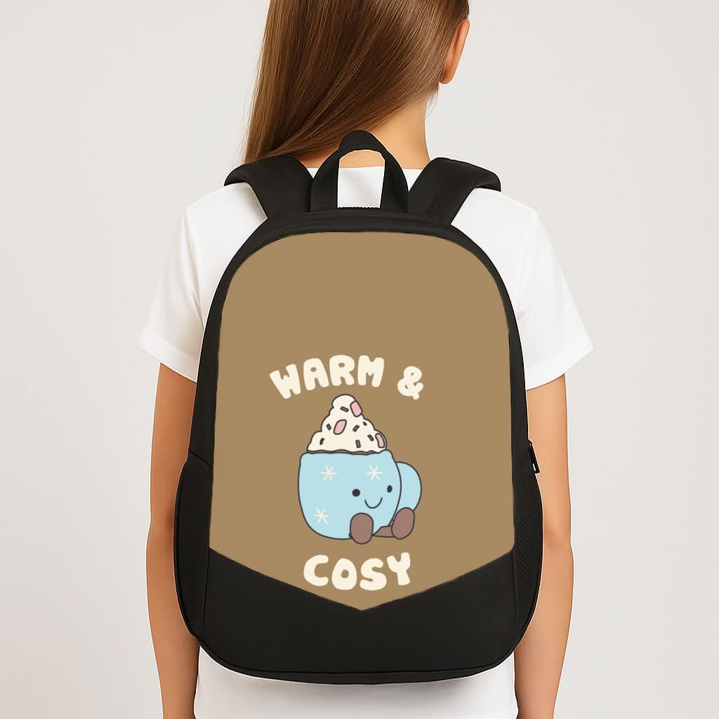 Hot Cocoa Plush Quote School Bag