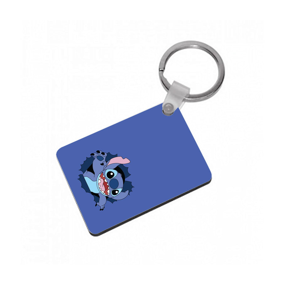 Torn Blue Alien Keyring