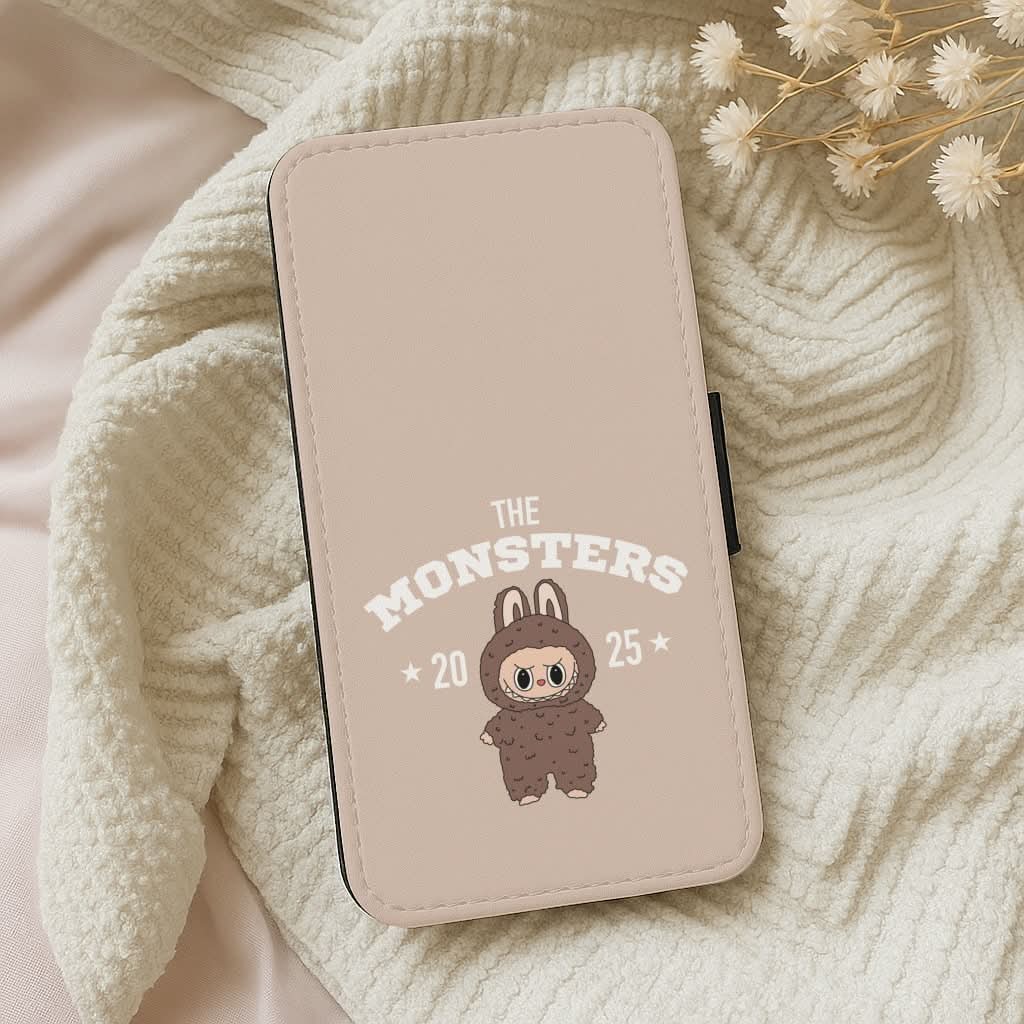 Cute Monster 2025 Biege Leather Phone Case